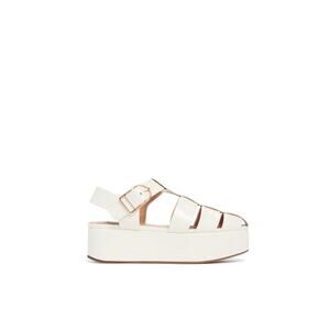 Gabriela Hearst Mila Plateau Leather Sandals Cream Size 10 EU 40
